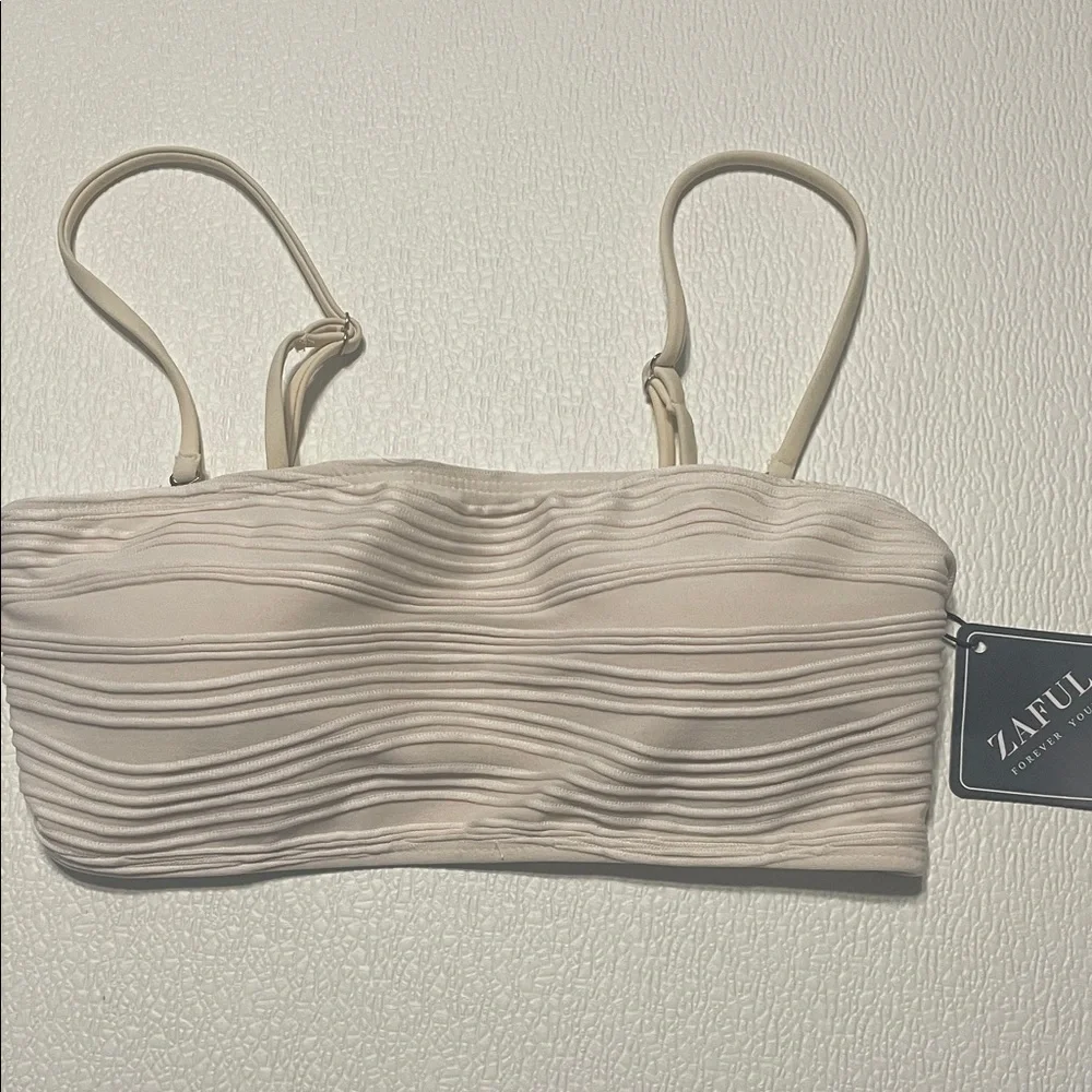 Zaful Cream Bandeau Bikini Top Size Small NWT - Picture 1 of 7